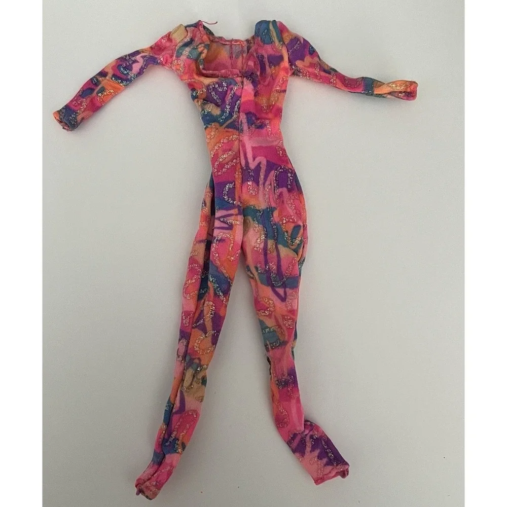 Barbie pink print Snow Fun Doll WINTER SPORTS cloth SKI‎ SUIT 1994 LEOTARD gym
